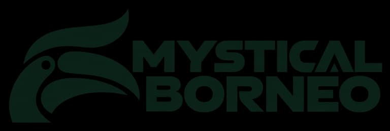Logo Mystical Borneo hijau gelap.